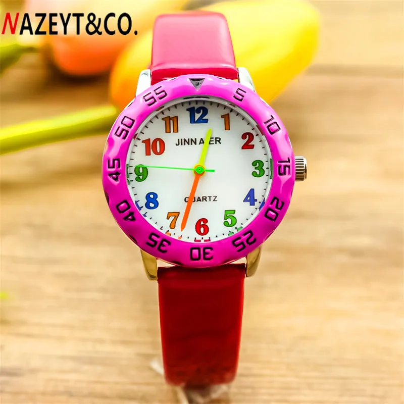 

2019 Top fashion 3D cartoon children watch Nazeyt brand color number boys and girls lift waterpoof PU leather strap gift watch