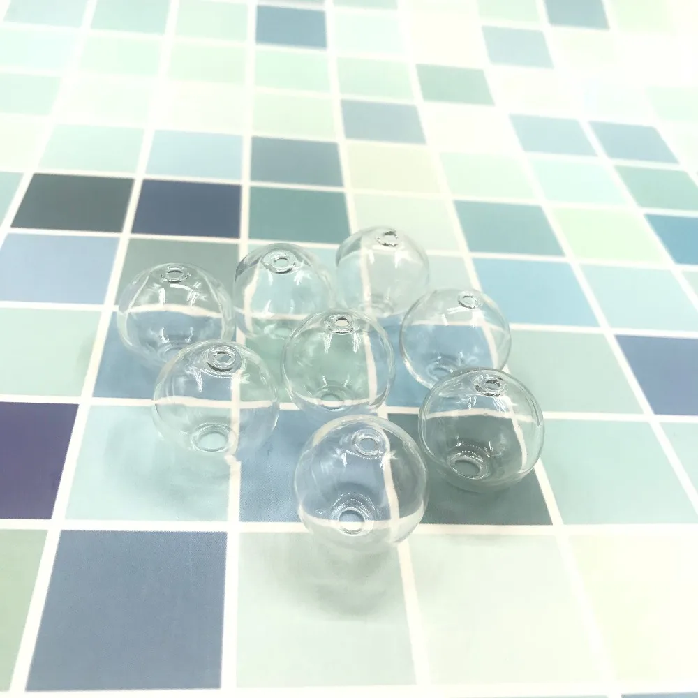 20pcs/lot 18mm high-quality Lightbulb Glass Globe bubble round ball with two hole hollow glass orbs vial pendants bottle | Дом и сад