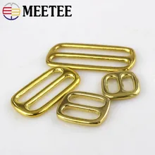 4pcs Meetee Solid Brass Tri-ring Slide Adjustable Buckle 13/16/20/25/32/38/50mm Backpack Webbing Straps Bag Sewing Accessories buckle straps zip backpack