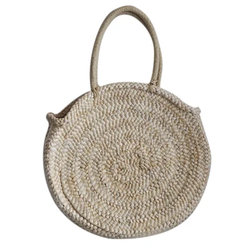 

New Simple And Generous No Decorative Plain Color Round Woven Bag Popular Straw Bag Handbags