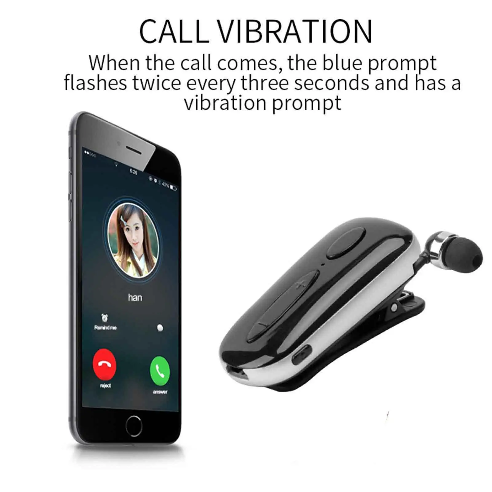 Wireless Headphone Bluetooth Earphone Mini Clip Headset Noise Cancelling for Samsung Galaxy S9 S8 J7 J5 iPhone XR XS X Motorola