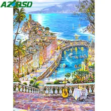 AZQSD DIY морские пейзажи картина маслом картины по номерам на холсте настенные картины городской стены искусства для гостиной K317