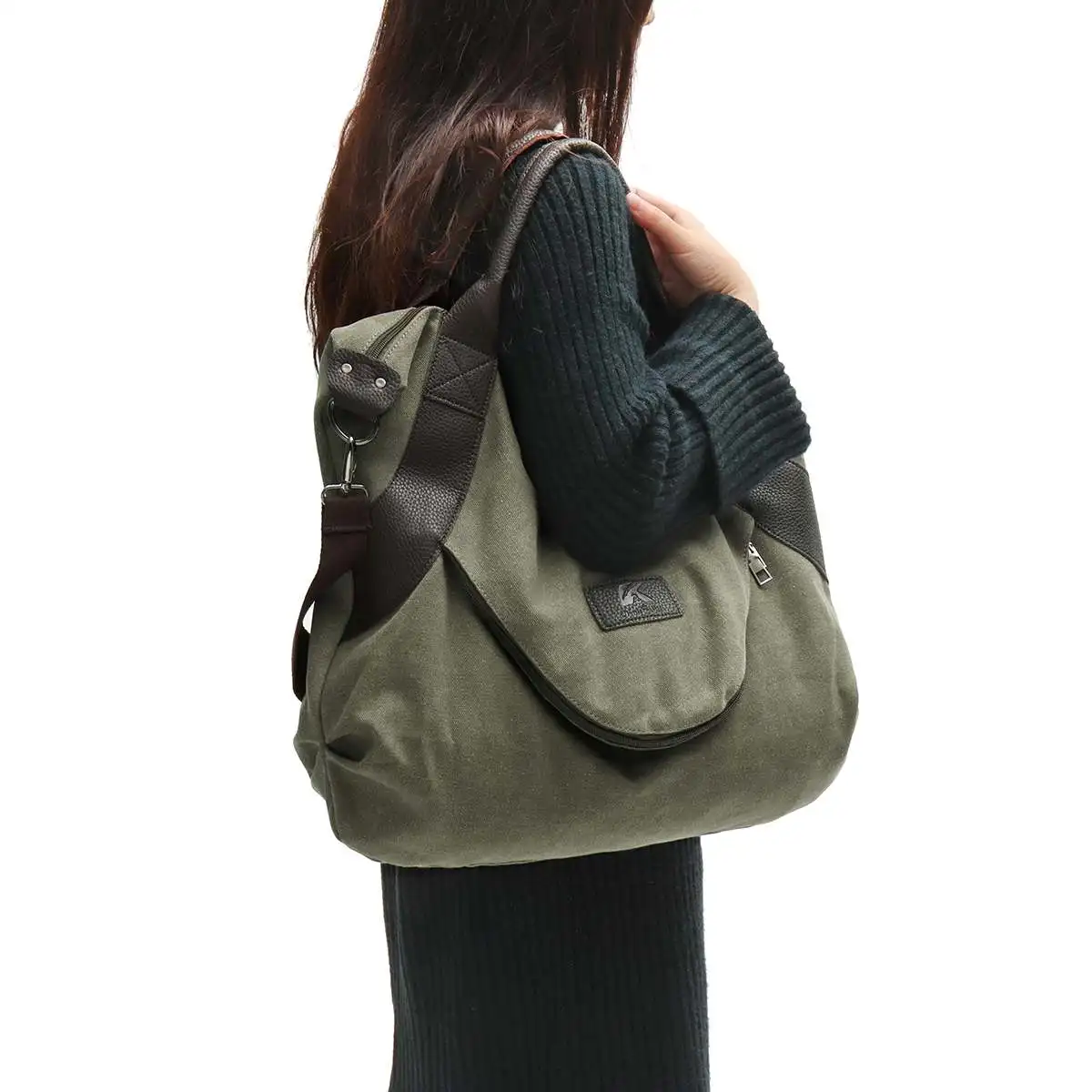 Большие карманы повседневные женские сумки через плечо холщовые кожаные вместительные сумки для женщин