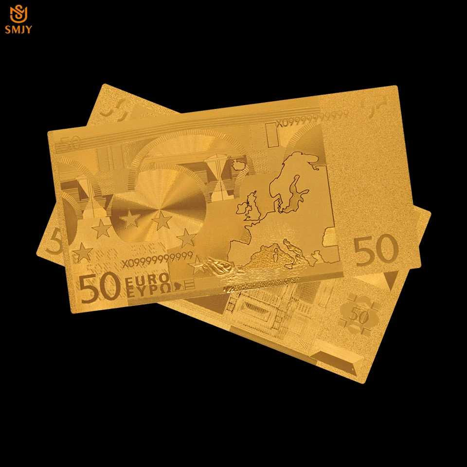 Euro Gold Banknote Colored 50 Plated Bills Paper Euro Gold Banknote Colored 50 Plated Bills Paper Money 24k Value Collection In Banknotes From Home Garden On
