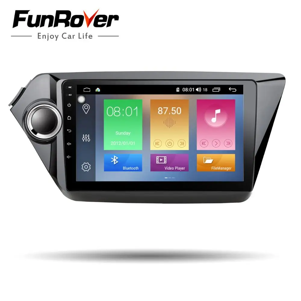 Clearance Funrover 2.5D+IPS Octa Core android 9.0 car radio dvd Multimedia for Kia k2 RIO 2011-2016 car gps navigation DSP 4G 64G LTE RDS 4