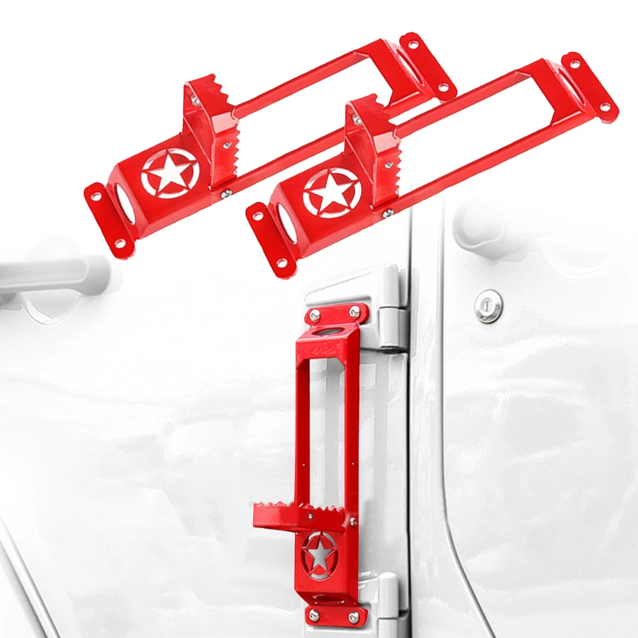 

2pcs Car Door Hinge Side Foot Pedal Red High Quality Metal For Jeep Wrangler JL 2018-2019