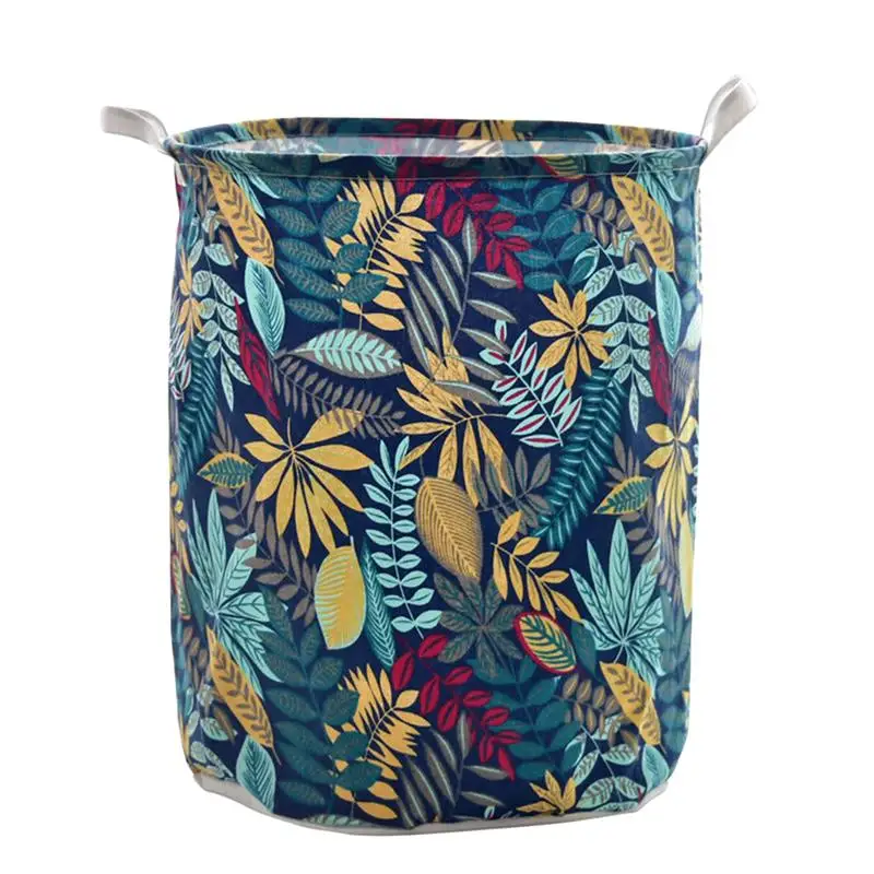 

1 Pc Portable Laundry Hamper Cotton And Linen Sundries Storage Dirty Clothes Storage Household Organizer (Colorful Leaves)