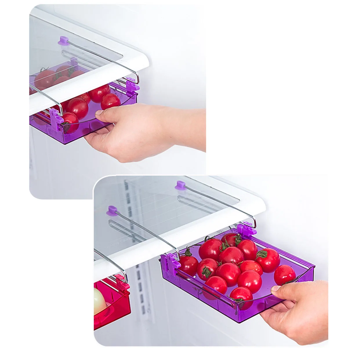 

4 colors Refrigerator Storage Shelf Rack Fridge Holder Space Saver Sliding Pull-out Storage Drawers Organiser Food Storage Box