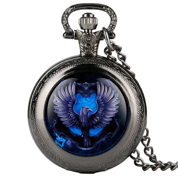 

Masculine Necklace Quartz Pocket Watch for Men Bule Eagle Pattern Pocket Watches Creative Decorations Retro for Men Women