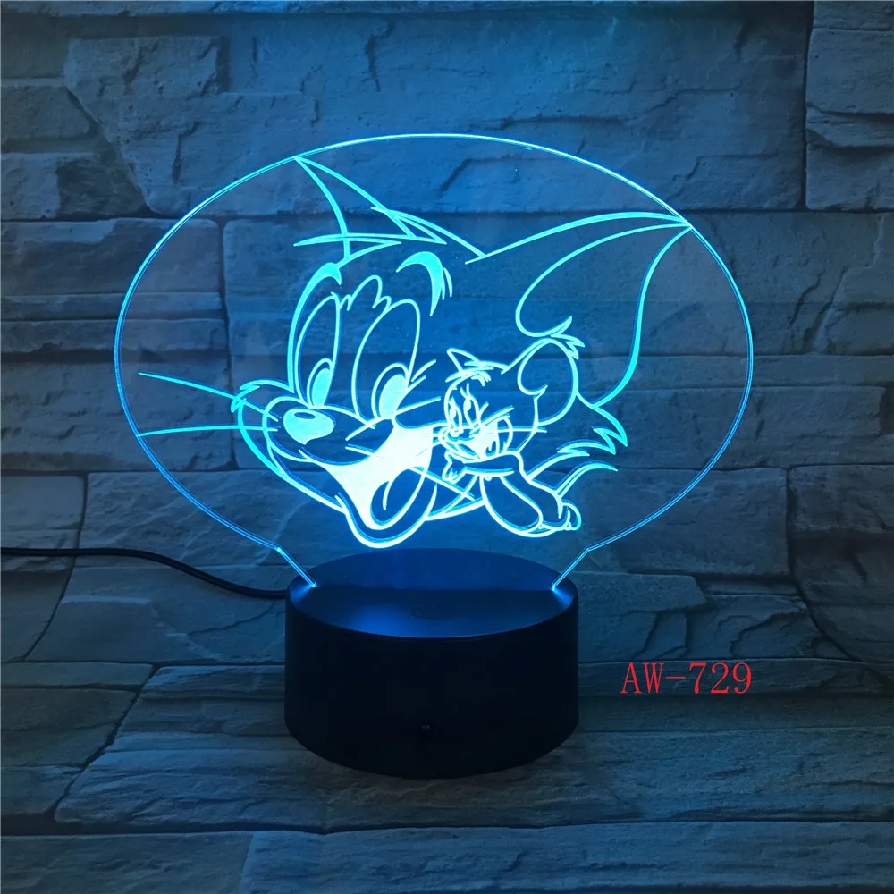 

Cartoon Tom and Jerry Led Night Light Bedroom Decoration Atmosphere Touch Sensor Kids Child Gift Cat Mouse 3d Night Lamp AW-729