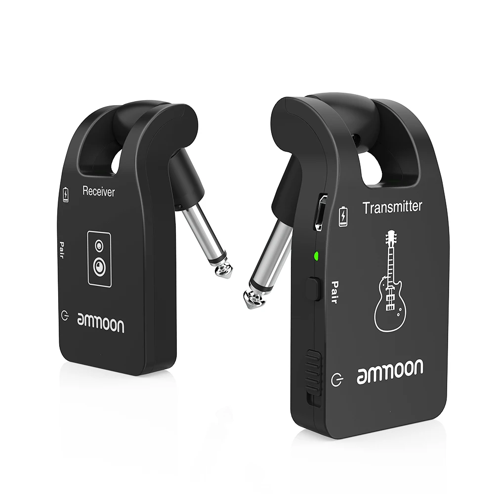 

ammoon Wireless Guitar Transmitter Audio Transmitter Receiver System 2.4G Rechargeable 6 Channels for Electric Guitar Bass