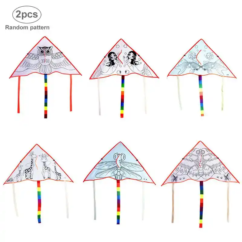 1Pc DIY Cartoon painting kite foldable outdoor kite children kids sport toy  EJ