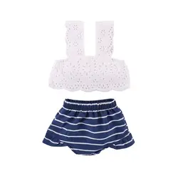 Комплект кружевной одежды из 2 предметов для новорожденных и маленьких девочек, летняя одежда, детская одежда для девочек, футболка, Топы
