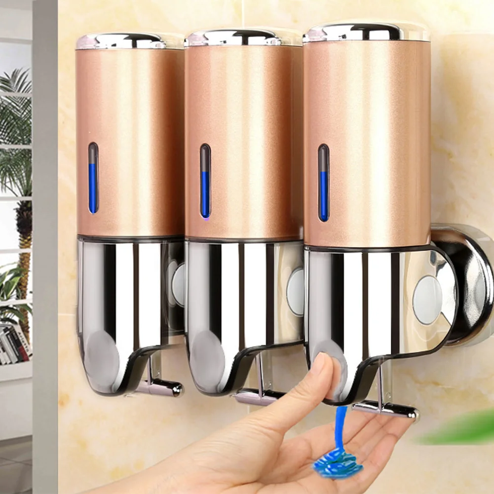 

3 Head Wall Mounted Bathroom Pump Container Soap Dispenser Hotel 1500ml Shampoo Shower Body Lotion Liquid Bottle #25