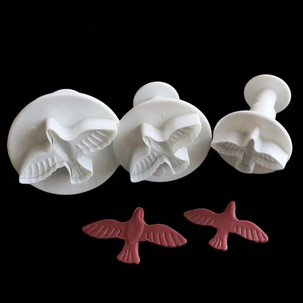 

3PCS Dove Decorating Tools Cookie Plunger Cutter Mold Decorating Craft Paste Sugarcraft Fondant Molds for DIY Baking