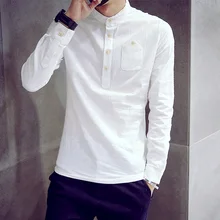 4537 Мужская рубашка с длинным рукавом, белая тонкая рубашка из хлопка и льна, повседневный винтажный городской пуловер для мальчиков, однотонные рубашки со стоячим воротником, мужские рубашки XXL