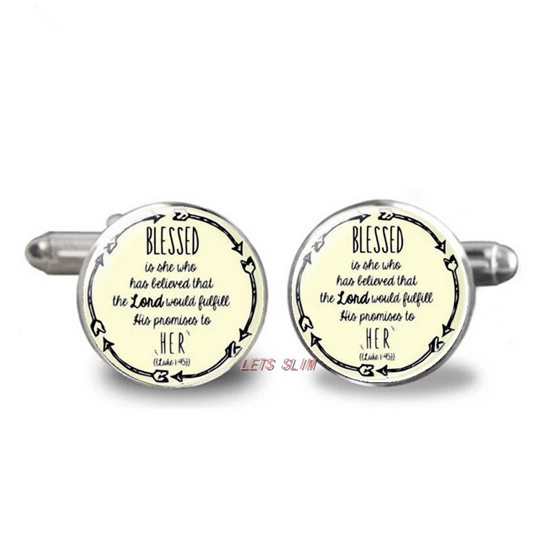 

Christ Church Gift Glass Dome Blessing Jewelry High Quality Wristband Cufflinks Christian Scripture Jewelry Scripture Badges
