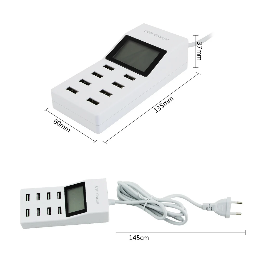 8 портов быстрая USB зарядка концентратор с ЖК-экраном Мульти USB умная дорожная зарядная станция США вилка для планшета huawei P20 Lite I Phone