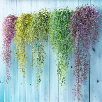 

2019 New Long Plastic Flowers Rattern Artificial Fake Silk Flower Vine Hanging Garland Plant Home Garden Wedding Decor