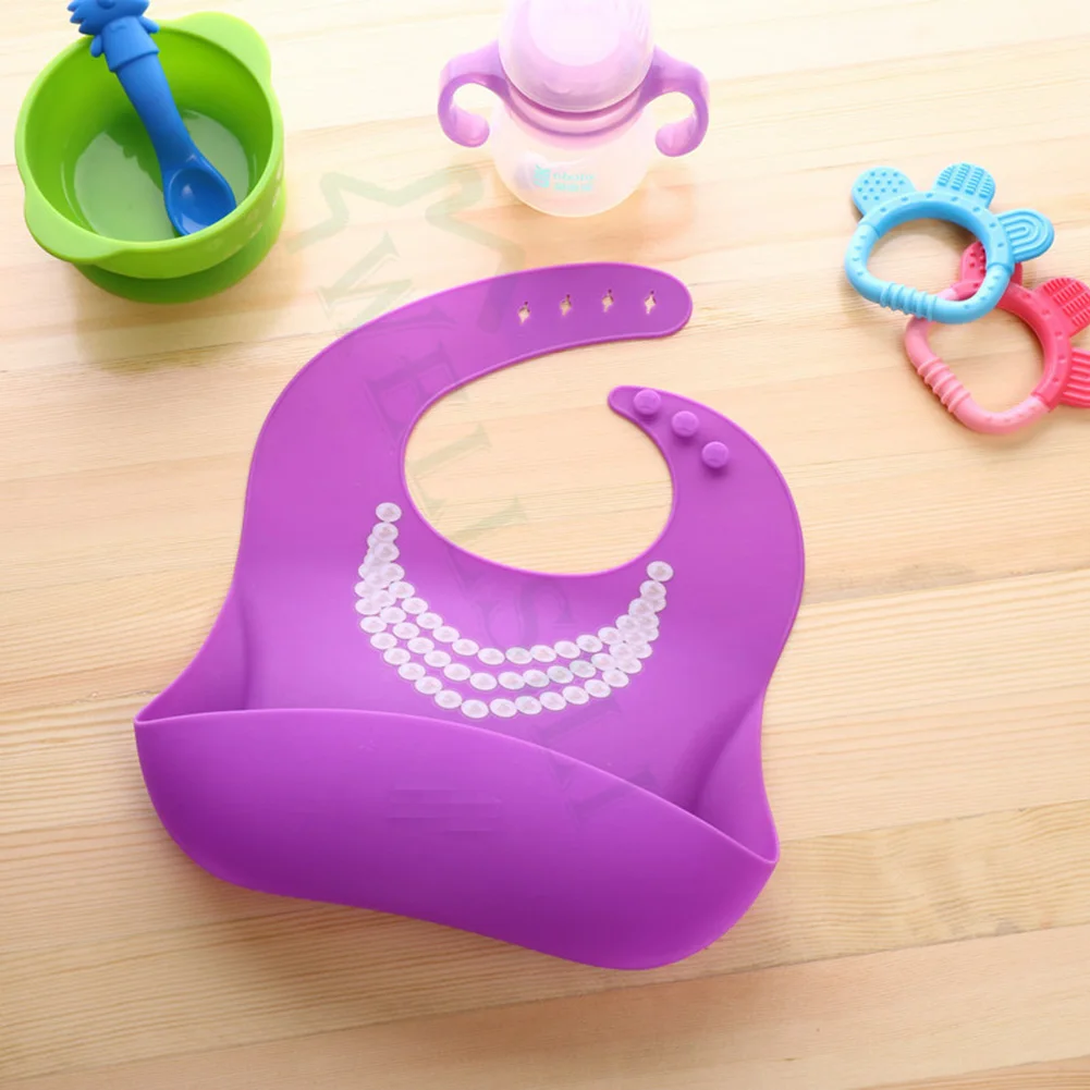 Cartoon Kids Silicone Baby Bibs Children's Adjustable Waterproof Bib Baby Feeding Stuff Burp Cloth Boy Girl Bibs Apron 2 Pcs