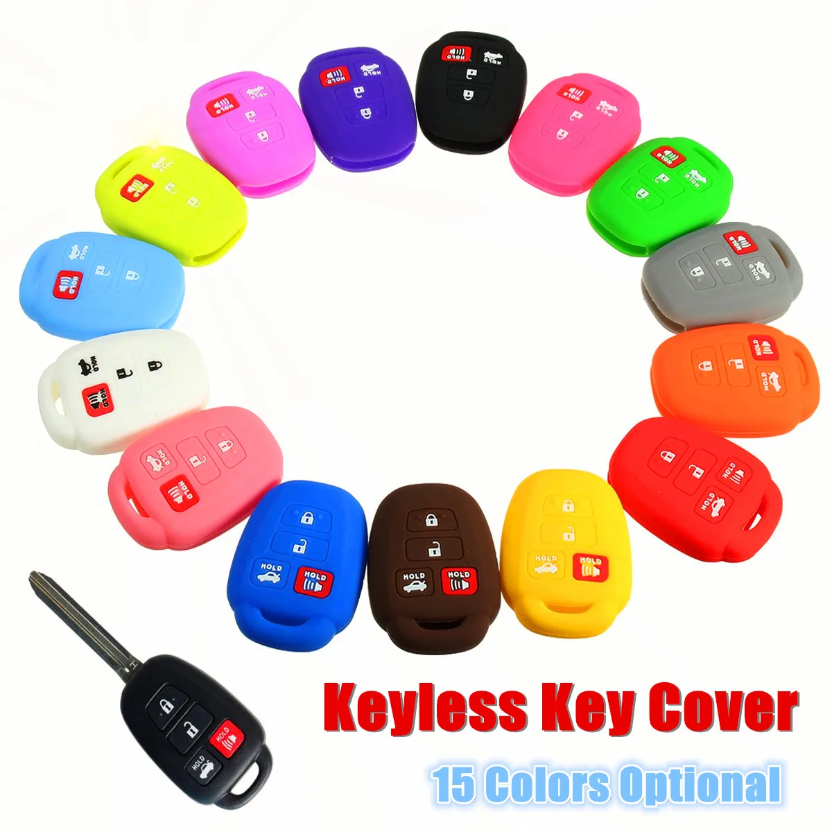 

15 Color New Silicone Key Cover Fob Remote Case Holder For Toyota Corolla Camry 2014 2015
