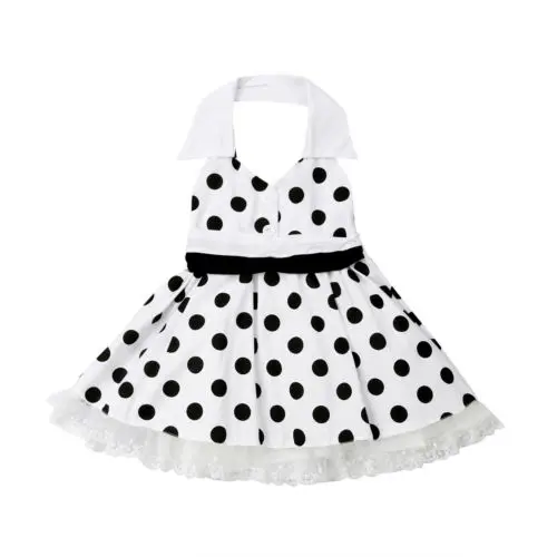 

2019 Brand Toddler Baby Girl Backless Sleeveless Ruffle Mini Lace Polka dot Print Party Dress Size 2-6Y