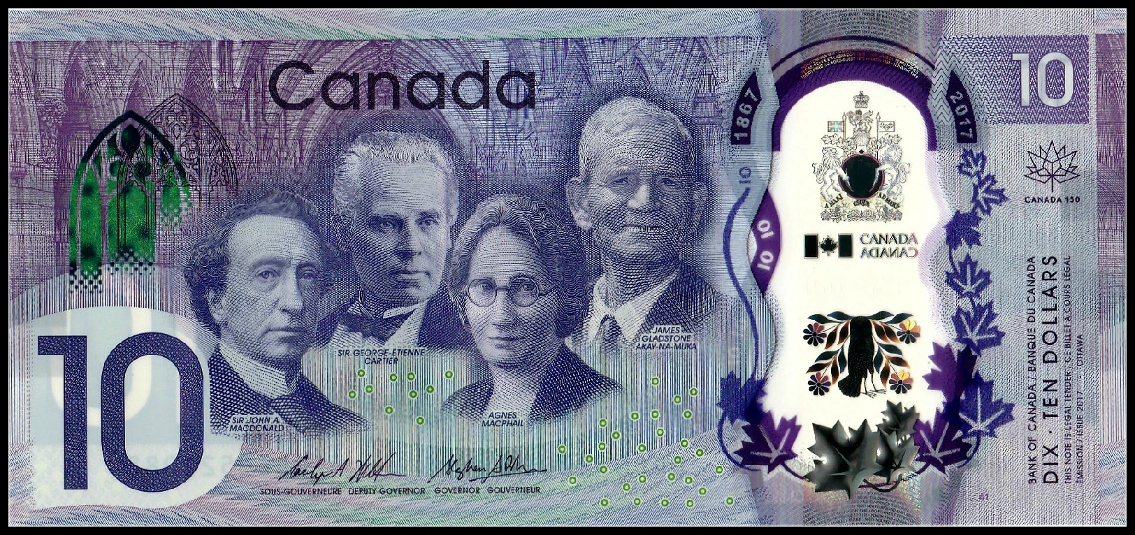 2017 Канада $10 доллар полимер 150 летие юбилейный мир банкнота UNC оригинальный P Новые