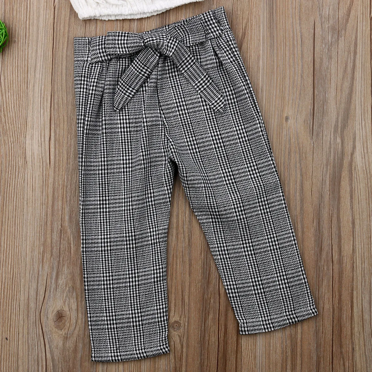 Cute Toddler Kid Baby Girl Summer Lace Tops Crop Plaid Long Pants Outfit Sunsuit