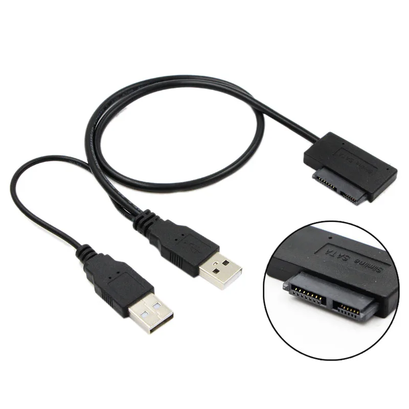 Usb2.0 до 6 + 7 13Pin тонкий Sata кабель с внешним Usb2.0 питание для ноутбука Cd-Rom Dvd-Rom нечетный адаптер конвертер