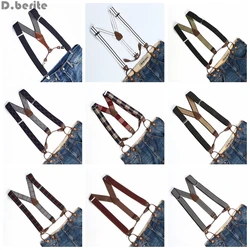 Men Women Adjustable Buttons Style Belt Elastic Suspenders Unisex Striped Plaid Floral Braces 3.5cm Width BD763-BD776