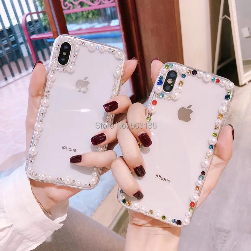 Чехол для телефона iPhone 11 Pro X XS Max XR 6 6s 7 8 Plus 5 5s SE 4 4s жемчужный чехол со стразами