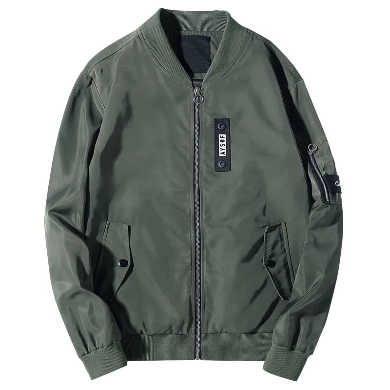 

Autumn Men Jacket Button Pocket Coat Patchwork Letter Army Green Color Clothes For Fashion Slim Fit Male Wear Outerwear 338