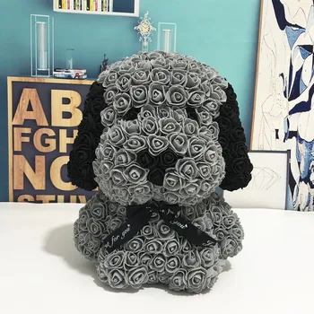 

2019 DropShipping 40cm with Heart Big Red Teddi Dog Rose Flower Artificial Decoration Christmas Gifts for Women Valentines Gift