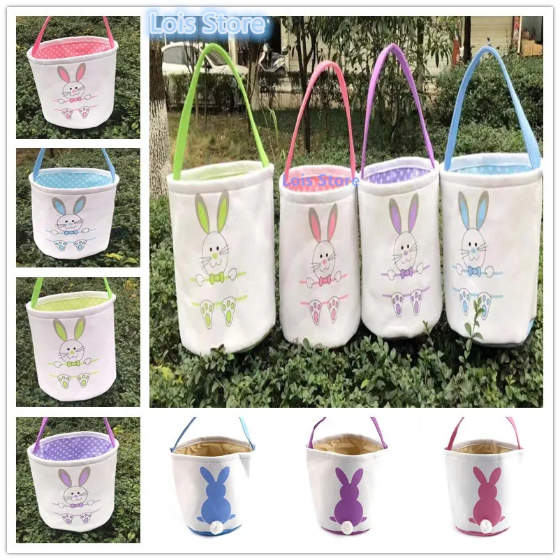 Easter Bunny Tote Bags 100pcs/lot Personalized Easter Buckets Canvas