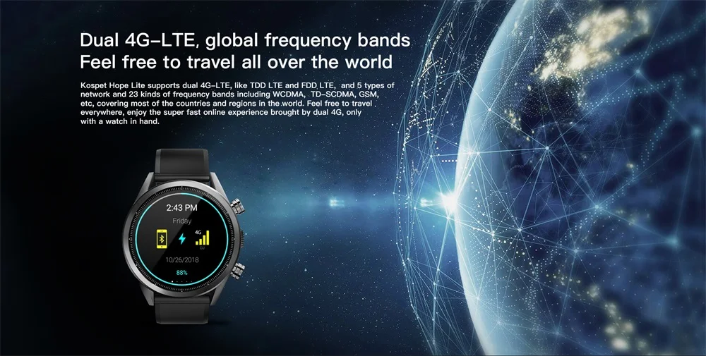 Kospet Hope Dual 4G Smartwatch 1GB+16GB 8.0MP Camera WIFI/GPS/GLONASS IP67 Waterproof MT6739 Sport Business Smart Watch Kospet Hope Dual 4G Smartwatch 1GB+16GB 8.0MP Camera WIFI/GPS/GLONASS IP67 Waterproof MT6739 Sport Business Smart Watch