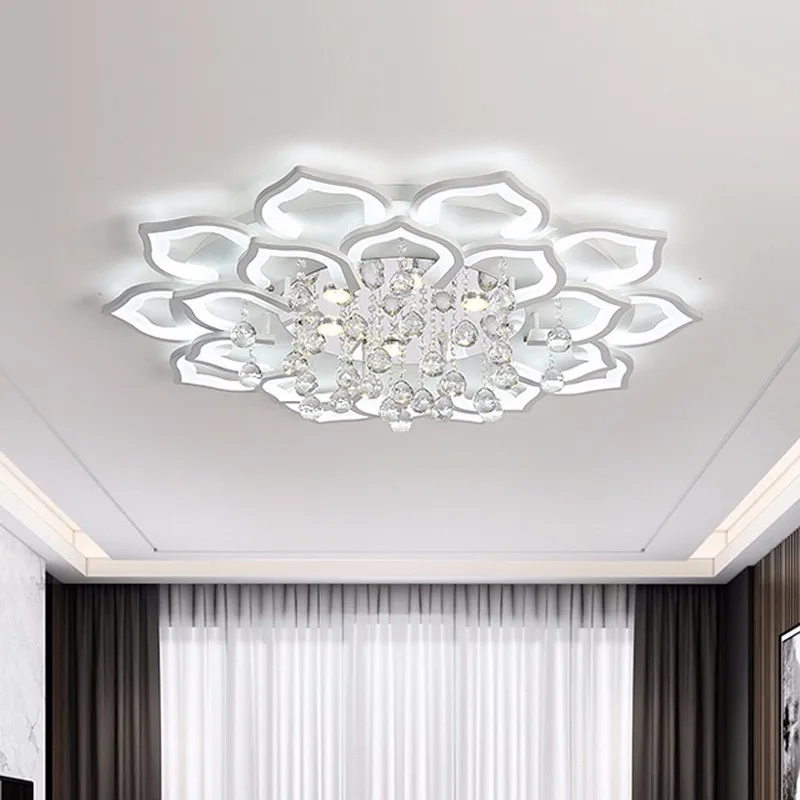  Modern LED Ceiling Lights Fixtures For Living Room White K9 Crystal Home Bedroom Lamp With Remote C - 32968275575