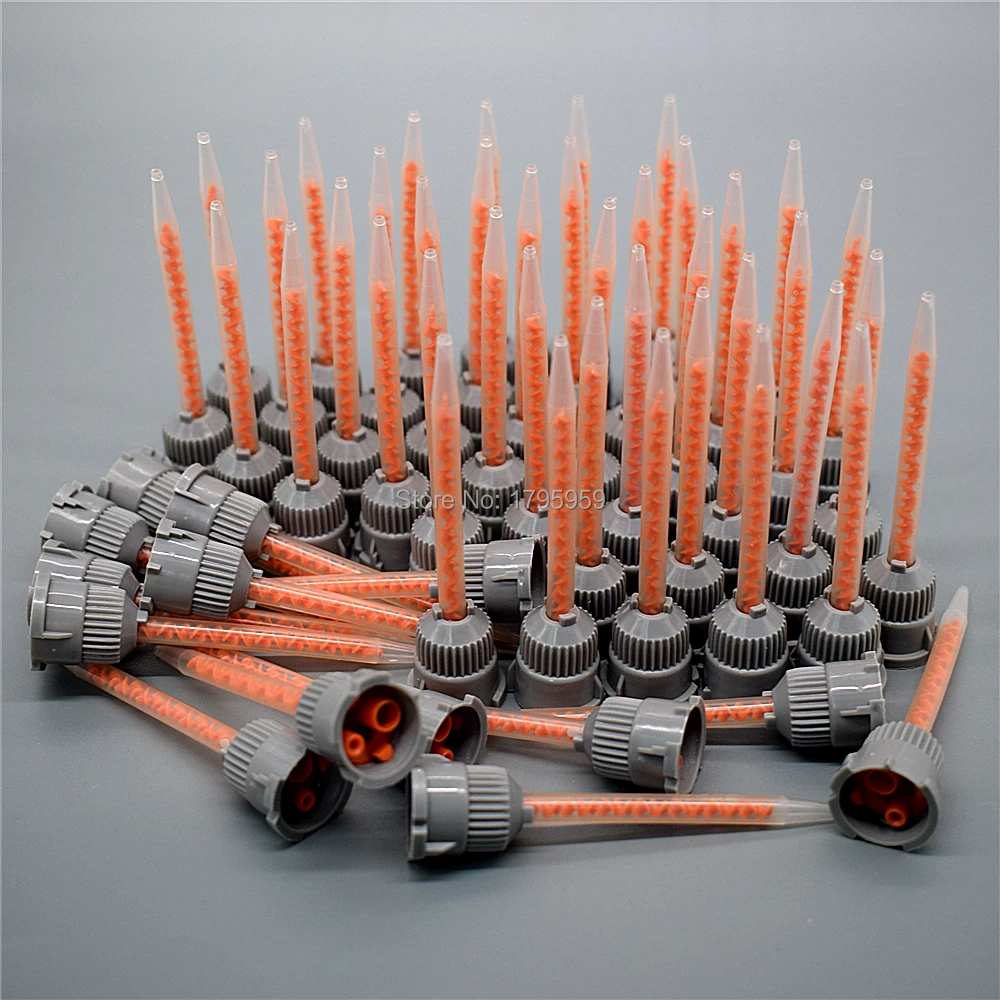

50 Piece AB Glue 10:1 Mixing Nozzle Adhesive Applicator Static Mixer Caulking Gun Dispenser Dual Cartridge Round Mixing Nozzle