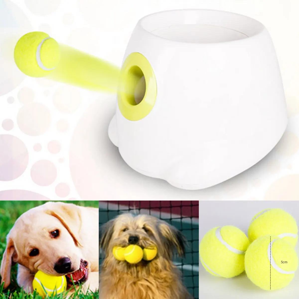 

Dog Cat Pet Toys Tennis Ball Launcher Automatic Throwing Machine Pet Ball Throw Device Section Emission With 3 Balls
