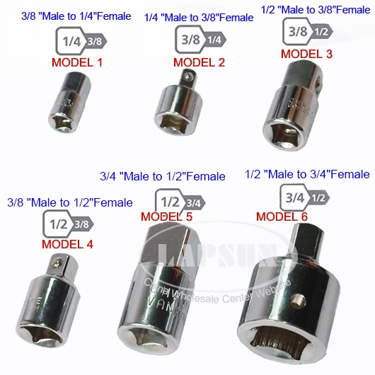 Réducteur de douille d'entraînement à Impact d'air, Kit d'outils adaptateur  de cliquet robuste avec boîte en plastique 1/4 3/8 1/2 3/4 pouces 1  ensemble (6 pièces) - AliExpress