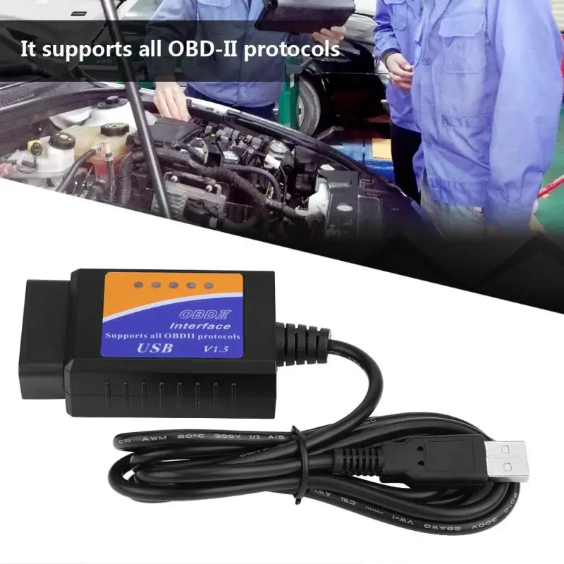 Автомобильный USB разъем V1.5 OBD2 Диагностический кабель сканер интерфейса