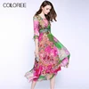 100% Natural Silk Dresses 2022 Womens High Quality Half Sleeve Floral Print Bohemian Summer Beach Dress Female Vestidos ► Photo 1/6