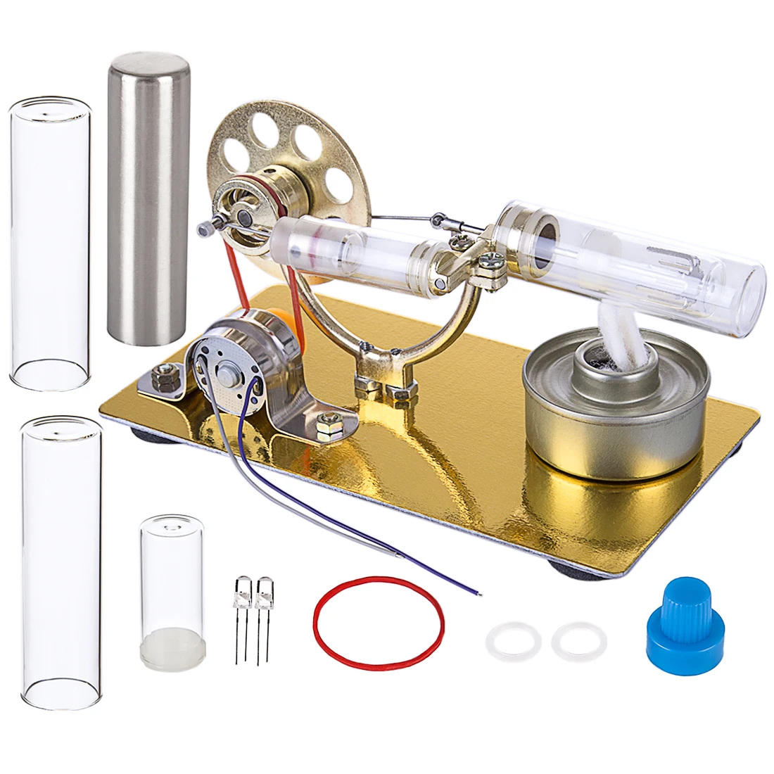 

NFSTRIKE Single Cylinder Stirling Engine Model Science Experiment Kit with All-metal Base - Golden