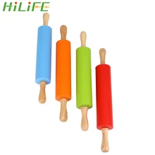 HILIFE печенье тисненая Скалка антипригарная силиконовая с деревянной ручкой помадка торт тесто ролик Кондитерские инструменты