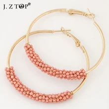 Модные ювелирные изделия для женщин, сплав, акриловые бусины, большие серьги-кольца, классика, Богемия, Винтаж, круглые серьги, pendientes aros etnicos