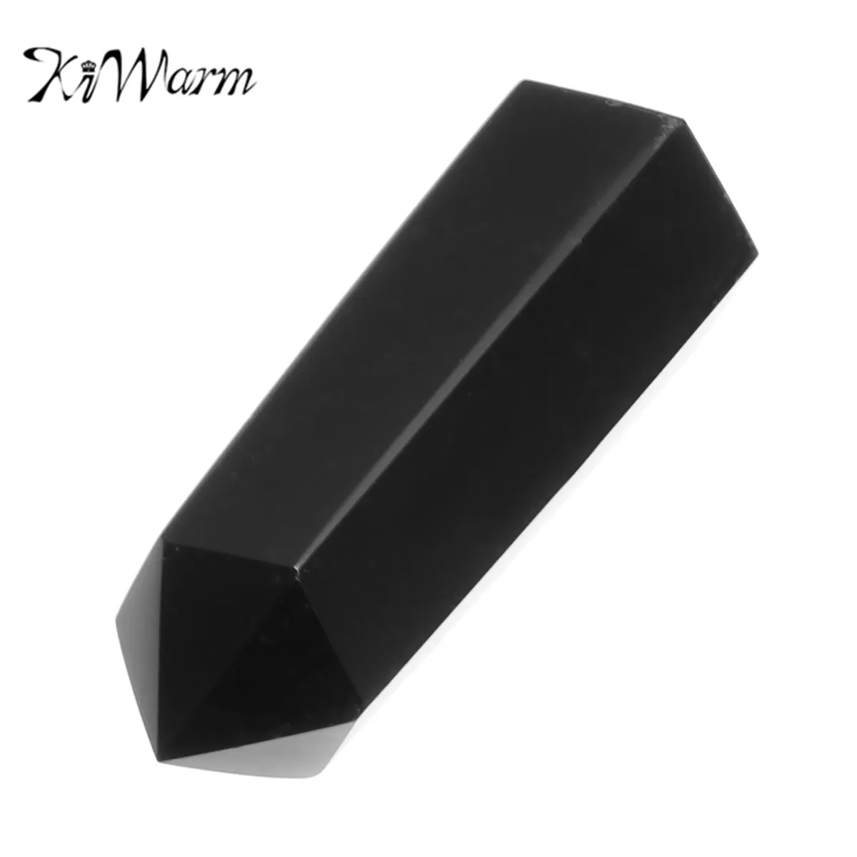 

KiWarm New Arrival Natural Black Quartz Crystal Stone Terminated Wand Point Healing Specimen Hexagonal Gemstone Home Decor Craft