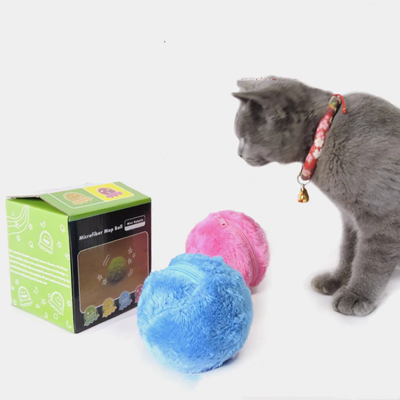 

WHISM Automatic Magic Roller Ball Toy with Covers New Dog Cat Pet Interactive Toy Chew Plush Floor Clean Magic Roller Ball