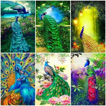 

Huacan Diamond Painting Full Square Animals Picture Of Rhinestones Diamond Embroidery Sale Peacock Mosaic Diamond Home Decor