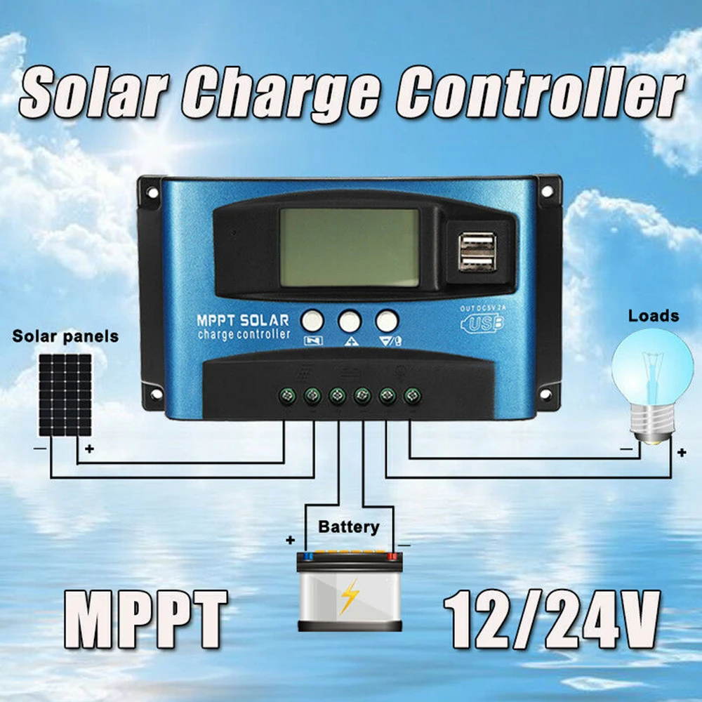 

New LCD Solar Controller 30/40/50/60/100A Solar Charge Controller Auto 12/24V Solar Panel Battery Regulator Charge Controller