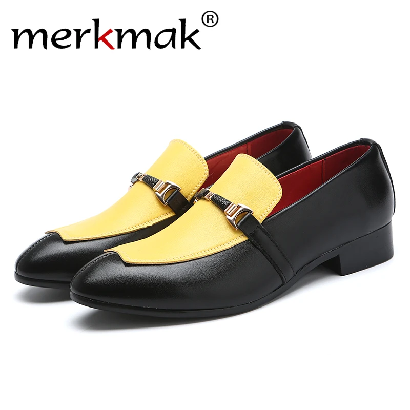 

Merkmak Summer Big Size38-47 Fashion Men Business Dress Shoes Flats Casual Moccasins Slip On Loafers Wedding Party Men Footwear