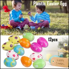 12 шт разных цветов Пластиковые подвесное пасхальное яйцо пустой пасхальное украшение для дома детей DIY яйцо